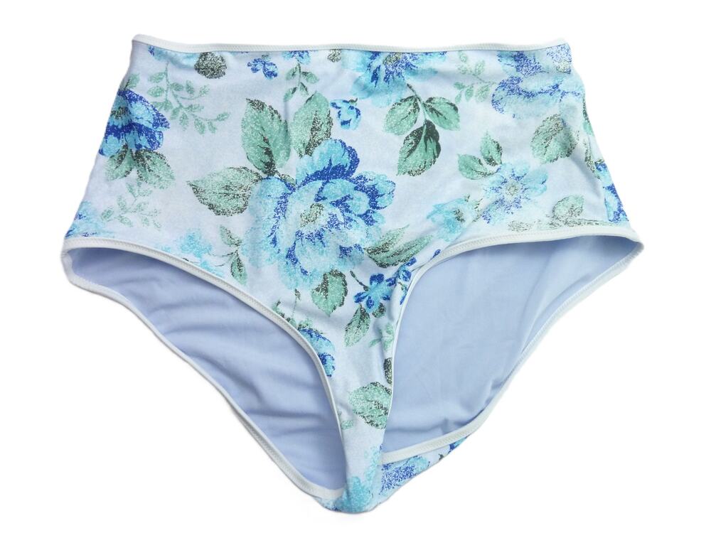 NEW Aerie Swim Separates High Waisted Full Coverage Blue Floral Bikini Bottoms M